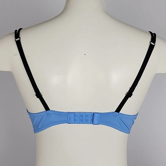 ⭐️2/ $30⭐️ Rose + Vine Blue Black Lace Underwire Bra Padded Cups Size 34D / 36C - Picture 3 of 10